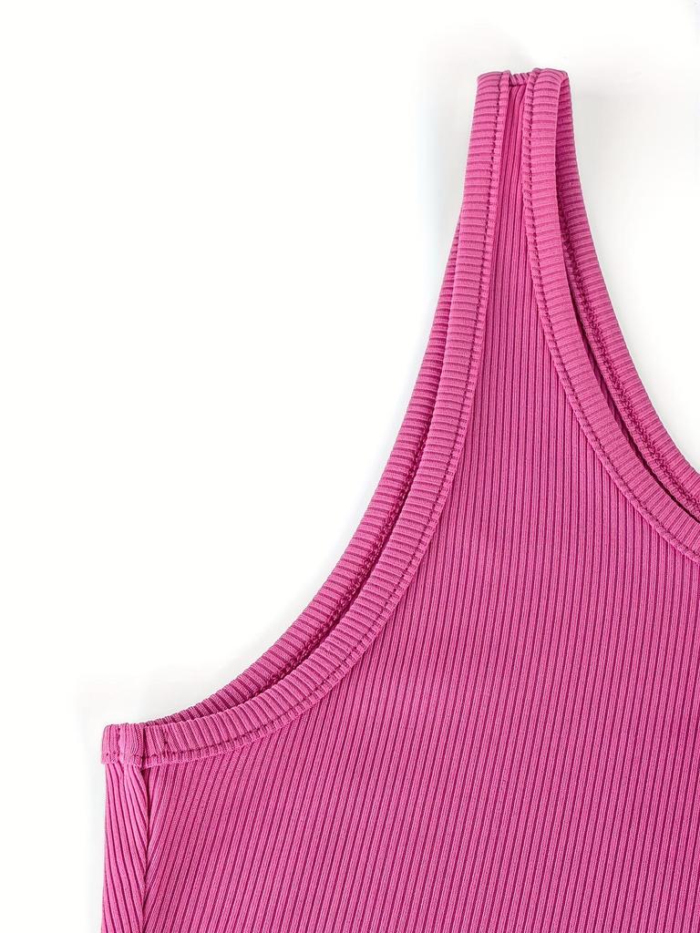 2025 Summer Women's Ribbed Hollow Sleeveless Crop Top