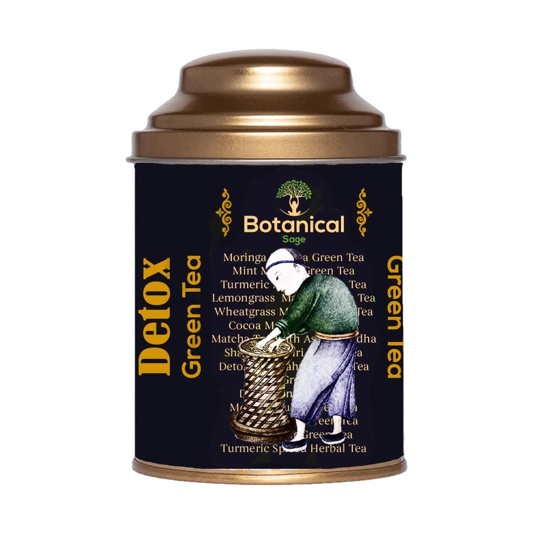 Botanical Sage- Detox Green Tea 100g | With Goodness of Moringa Leaves,Lemon Grass,Rose Petals, Garcinia Cambogia, Green Tea | Increases Act