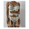 Sexy Lace Lingerie Three-Piece Set Sexy Women's Lace Pure Color Intimates Three-Piece Set