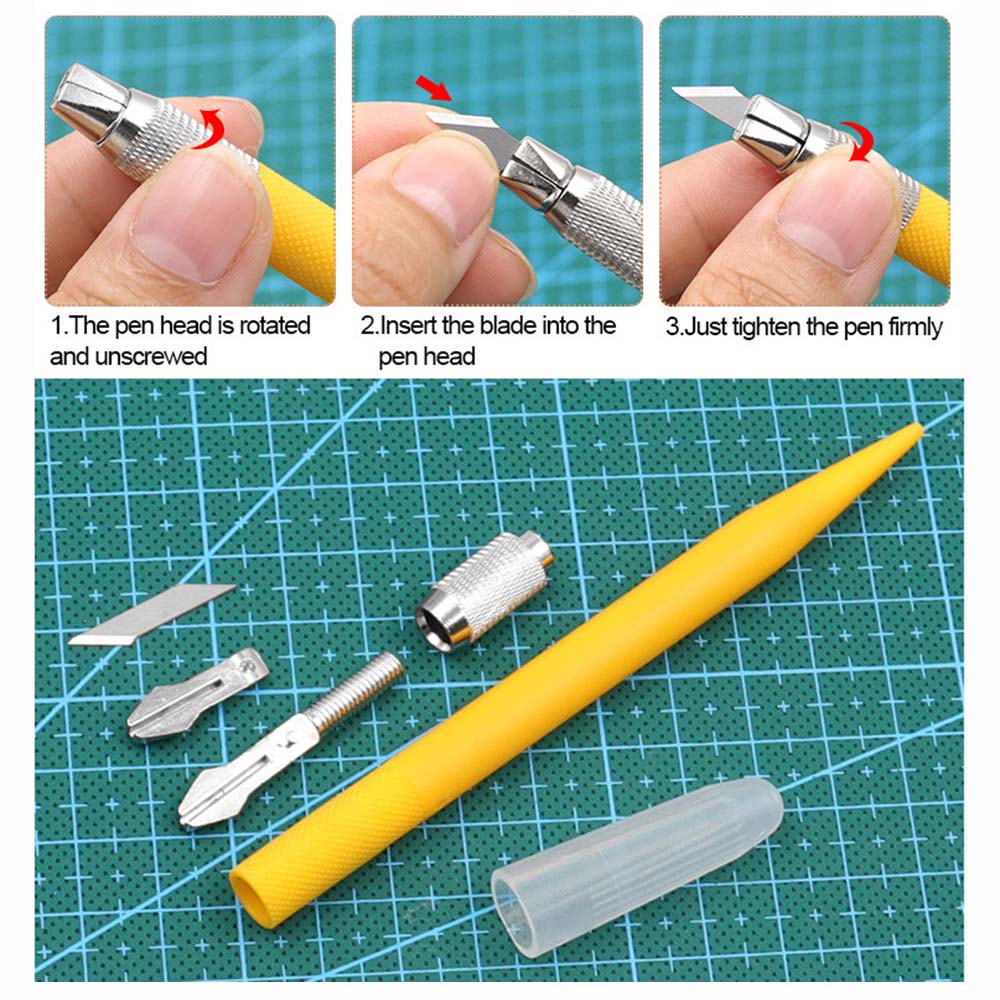 Univerzální řezací nůž s 12 čepelemi Pro scrapbooking DIY Ruční deník Řezačka papíru Umělecký řezák Gravírovací nástroje Kancelářské potřeby