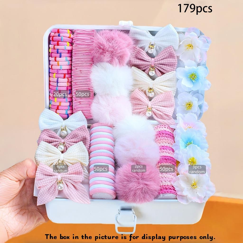Fashion Hair Accessories Set, Glitter Bow Clips Star Clips Floral Hair Ties Non-Damaging Elastic Bands Tie Clips, High-Value Multi-Purpose Portable