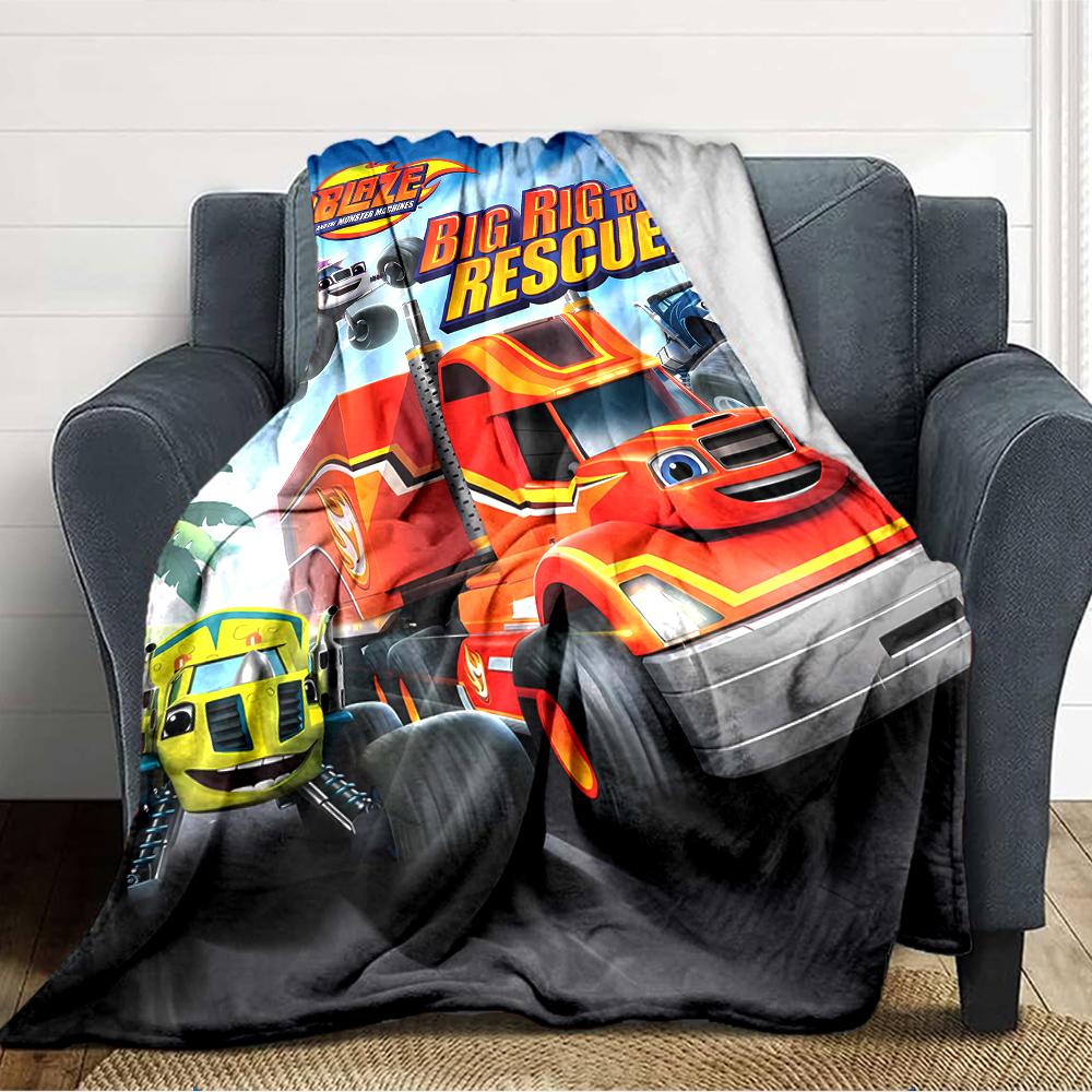 1pc Blaze and the Monster Machines (3) Blanket, Gift, for Men and Women, Soft Blanket, Good for Sofa Bed Couch Travel, Lightweight Flannel Blanket