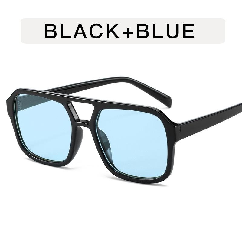 New Retro Women Sunglasses Double Beam Trendy Advanced Design Eyeglasses Square Personalized Large Frame Sun Glasses Uv400