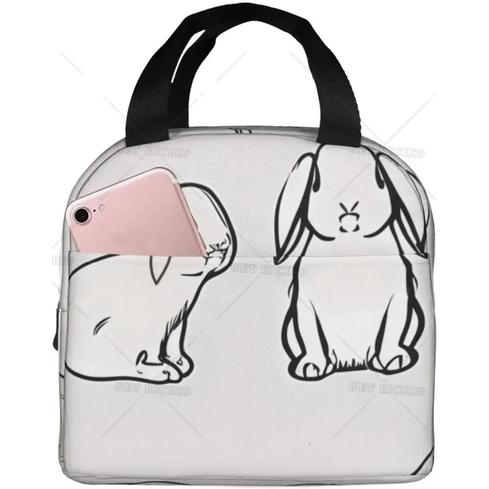 Desene animate la modă Chronst Un grup de iepuri Genți de prânz, Cutie de prânz reutilizabilă cu animale pentru femei bărbați Geantă de prânz pentru facultate muncă