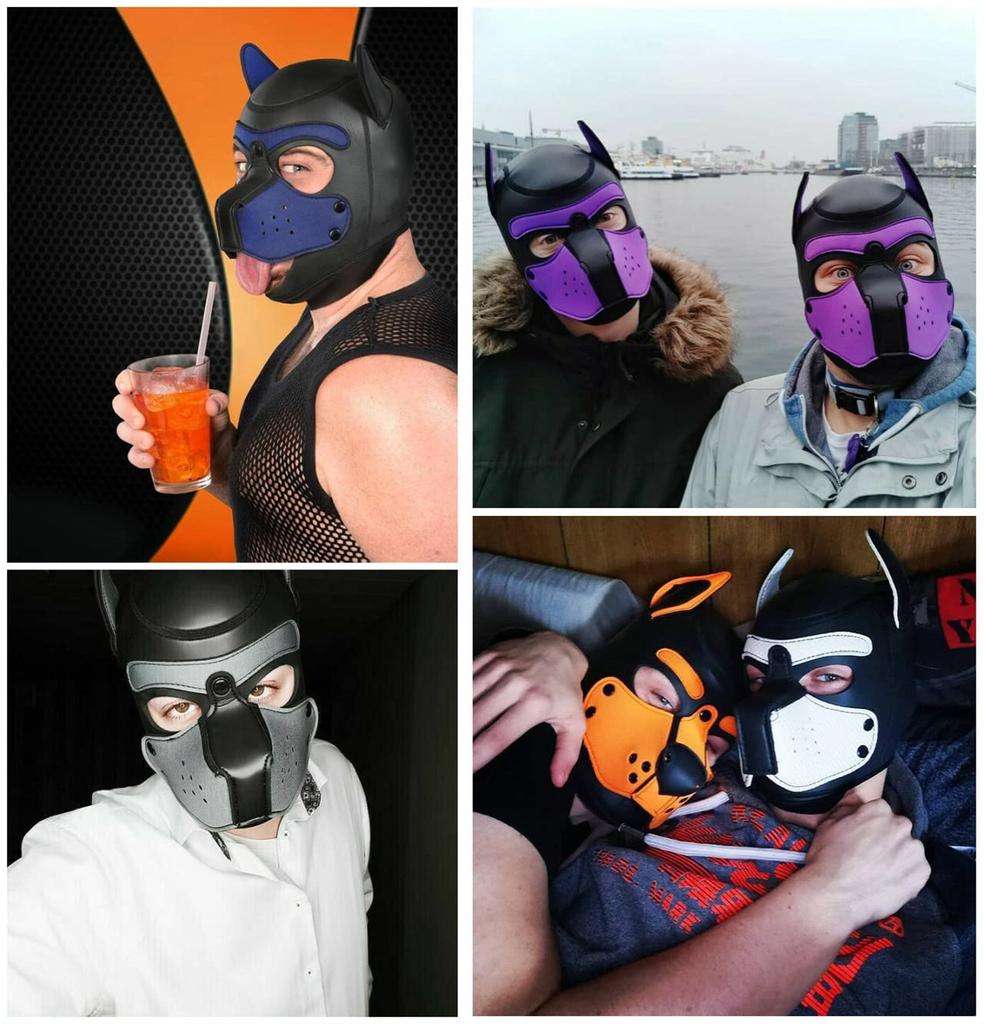 SM Mask Goods Dog Mask Full Face Dog Full Head Restraint Mask Dog Shape Eyes Open Mouth Type Masked Slave Kigurumi Costume Cosplay Party Costume Women
