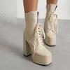 7/Women's High Heel Short Boots Sexy Waterproof Platform Thick Heel Autumn/Winter New Large Size Short Boots