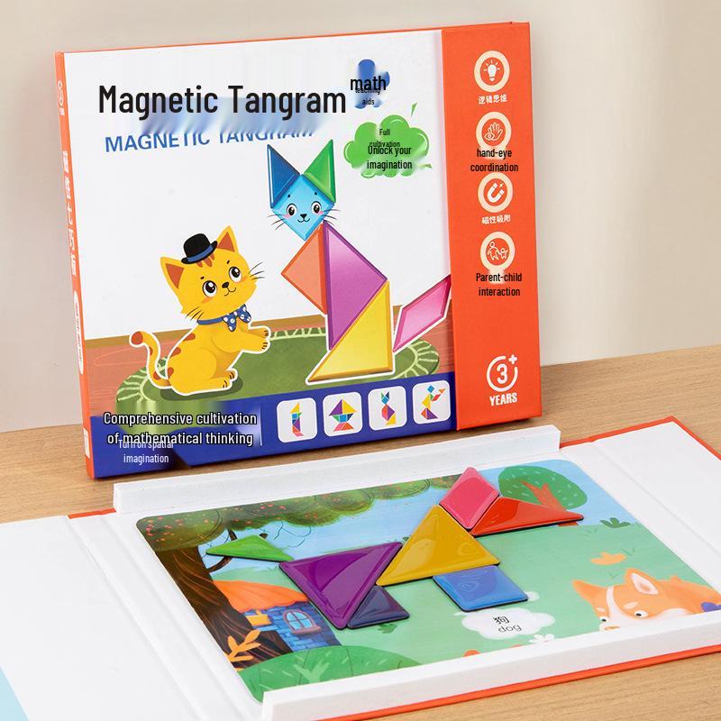 Magnetic Tangram Puzzle Blocks for Kids, Ages 3-6