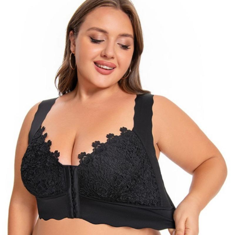 Large Size Front Clasp No-padded Thin Underwear Beautiful Back Seamless Large Chest Push-up Bra