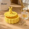 Desktop Soft Decoration Cute Rabbit Storage Box with Lid, Round Small Jewelry Organizer for Vanity Accessory Container Desk Decor, 3D Printed Earrings