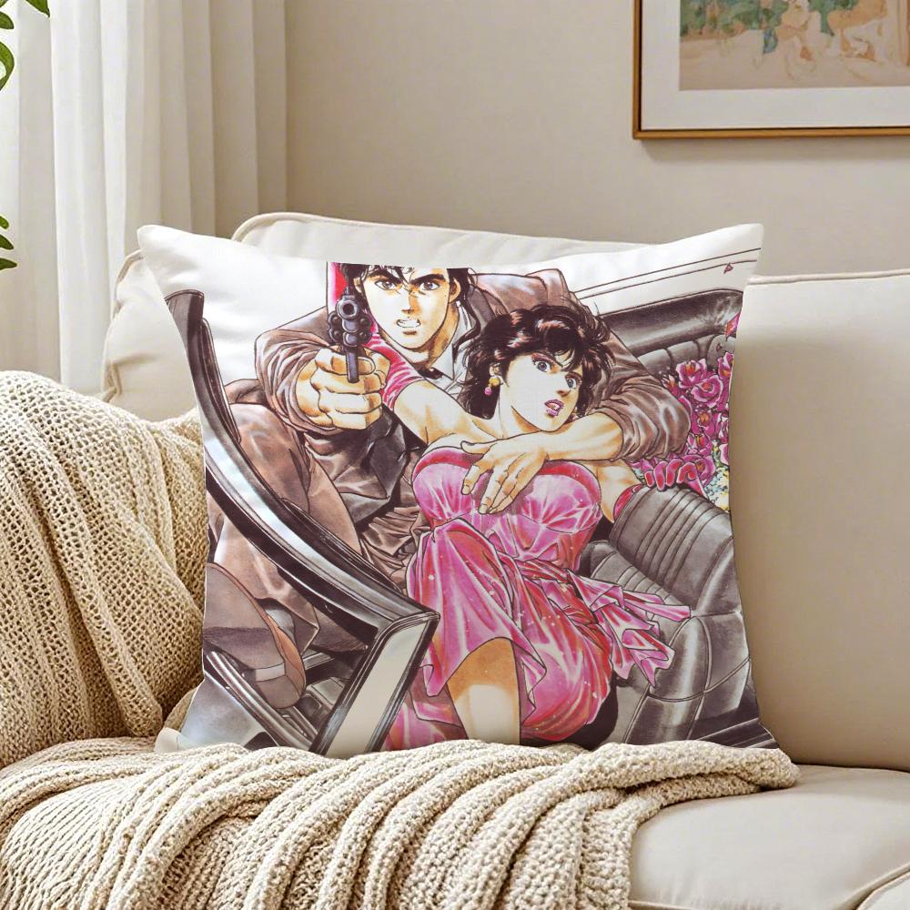 City HHunter Kissen Klassische Anime Kissenbezug Kissenbezug Anti-Milben Wohnzimmer Sofa Dekor Kissen Zimmer