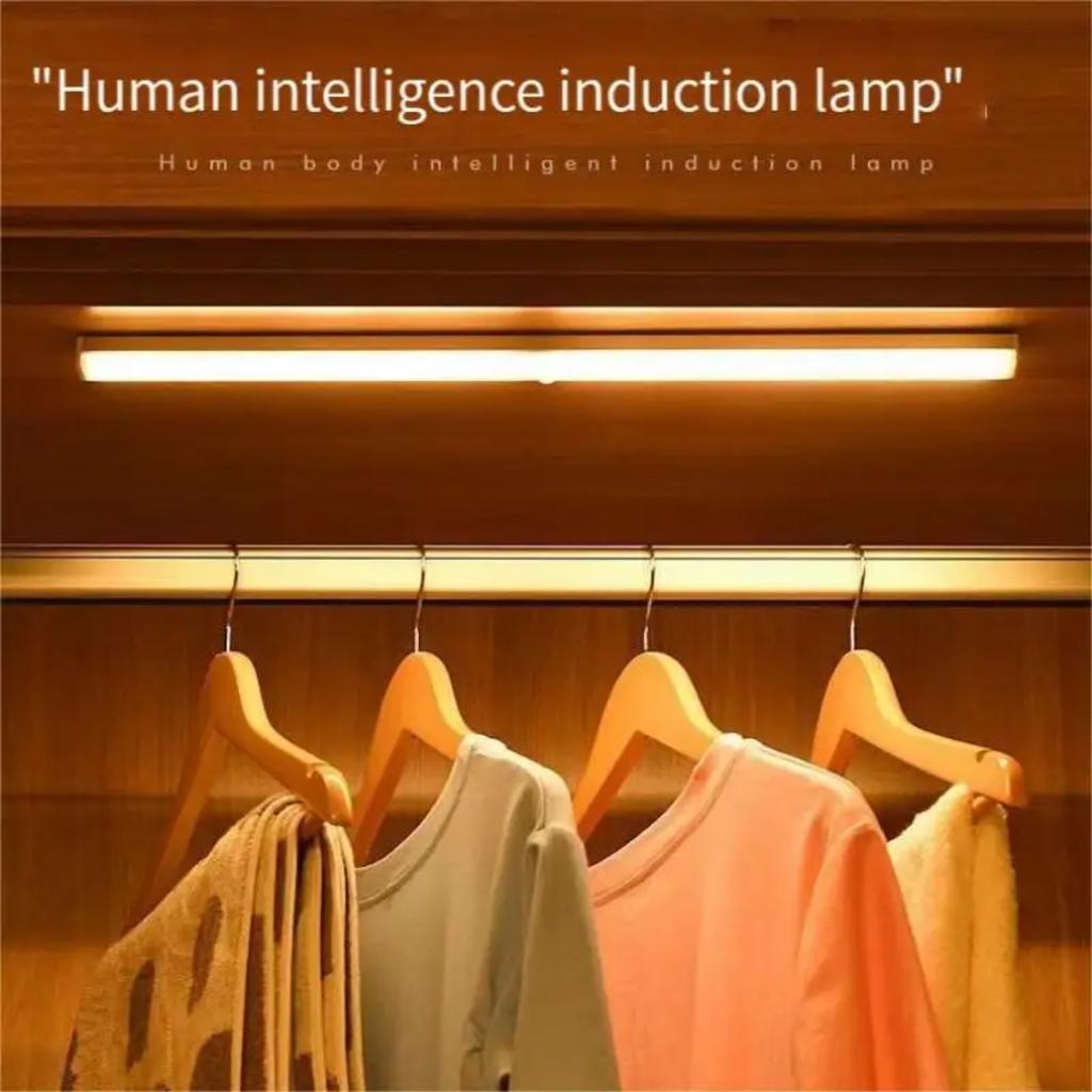 New LED Intelligent Wireless Long Strip Body Sensor Lighting Bedroom Night Light USB Charging Electromagnetic Suction Cabinet Li