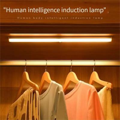 New LED Intelligent Wireless Long Strip Body Sensor Lighting Bedroom Night Light USB Charging Electromagnetic Suction Cabinet Li