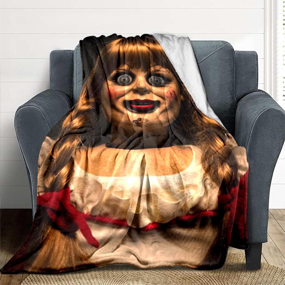 1pc Horror Doll Blanket Lightweight Flannel Blanket Throw Blanket For Sofa, Bed, Travel, Camping, Livingroom, Office, Couch