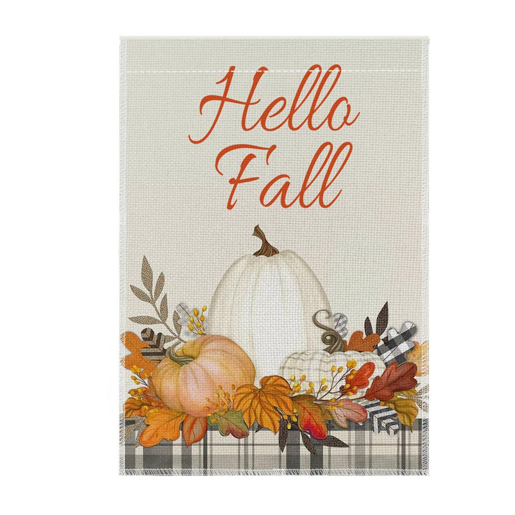Thanksgiving Garden Flag 45x30cm House Door Decoration Seasonal Outdoor Yard Banner with Pumpkin and Leaf Design for Fall Holiday