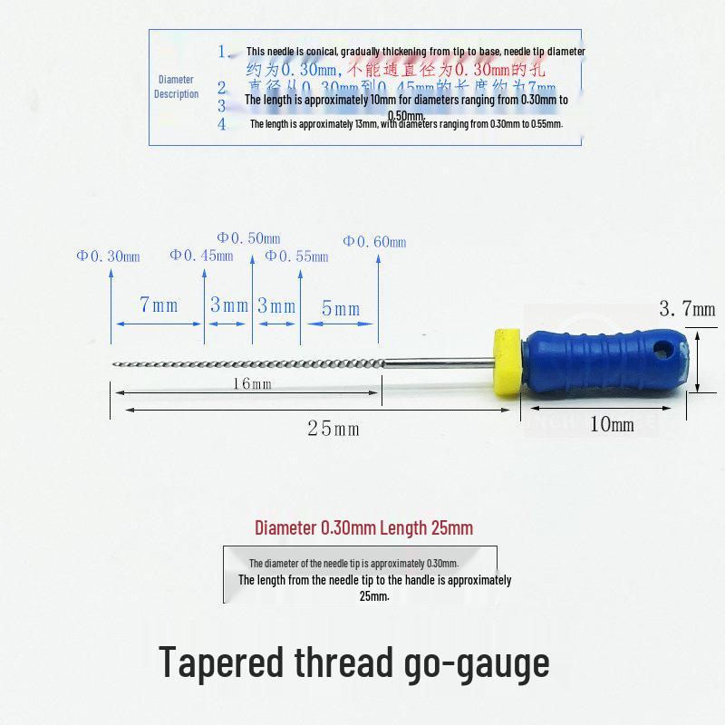 Threaded 0.05mm Ultra-Fine Steel Nozzle Cleaning Needle for Go-No-Go Gauge Valve