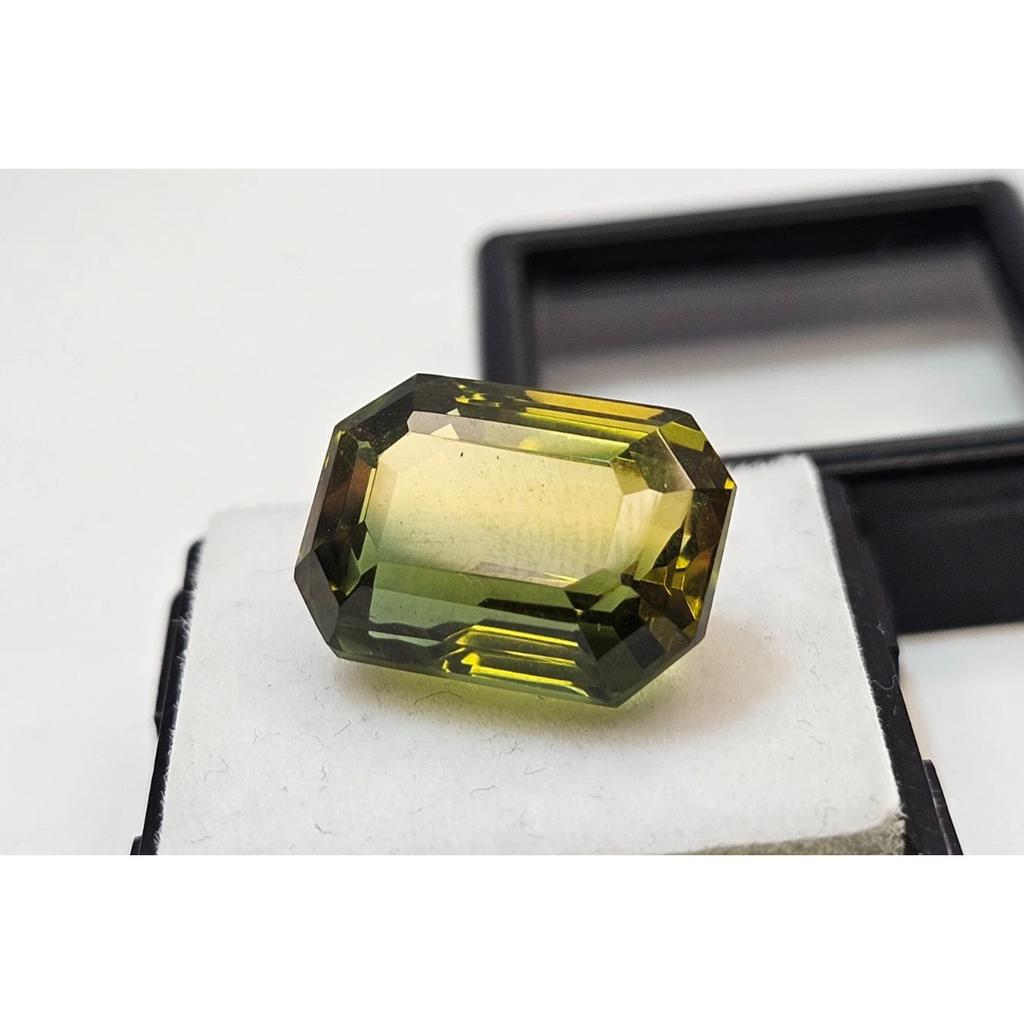 12-13 Ct Natural Tourmaline Bi-Color Emerald Cut Stunning Certified Gemstone