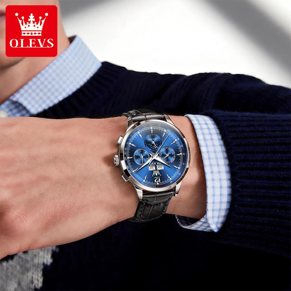 OLEVS 7128 Automatic Mechanical Men's Watch Multi functional Date Lunar phase Waterproof Wristwatch Man