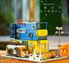 moin moin Dollhouse Miniature Handmade Kit Set French Cafe on a Midsummer Day France Retro Blue x Yellow Mobile Sales Vehicle Kitchen Car Medium Size