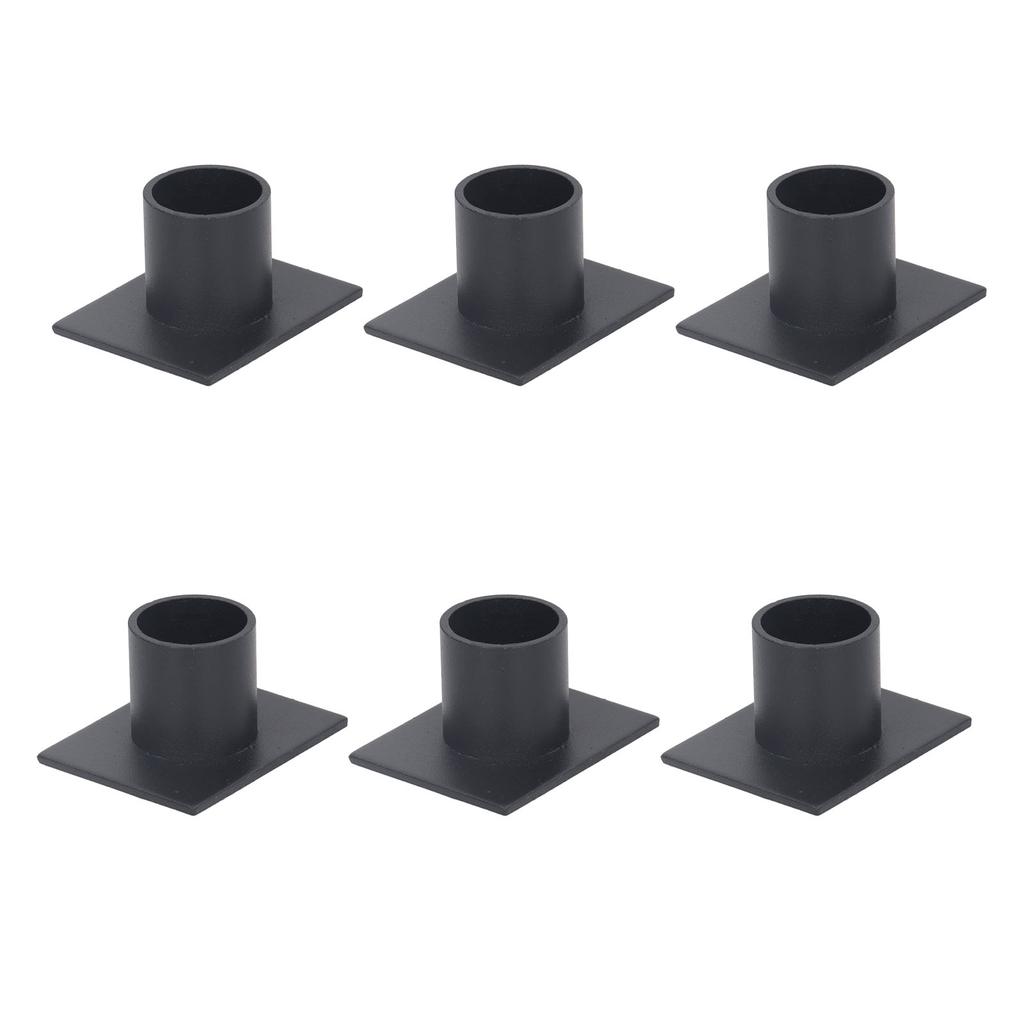 6 stk Konisk lysestake Svart Frostet Metall Stabil Base Dekorativ Lysestake for Fest Bryllup Bar