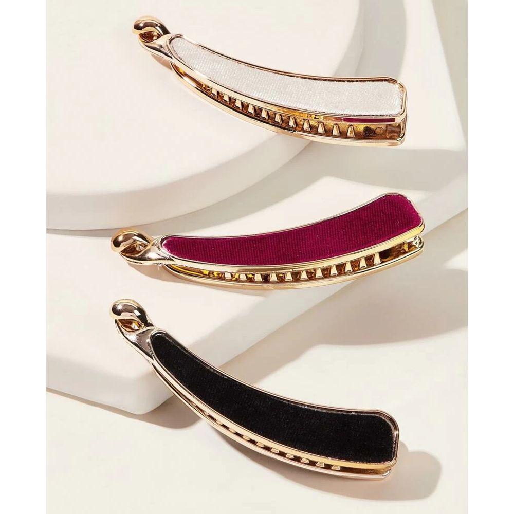 Fashion Vintage Ponytail Holder Banana Barrette Teeth Hair Clips Solid Cloth Non Slip Girls Hairpins Hair Styling Tools