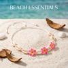 Bohemian Pink Plumeria Braided Necklace for Women Bohemia Sea Shell Hand-woven Choker Necklace Summer Beach Party Jewelry Gift