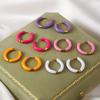 Colorful Series 18k Gold Titanium Steel Drip Oil Stud Earrings for Women