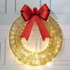 Lighted Christmas Wreath Battery Operated Pre-Lit Wreath with Large Bow And LED Lights for Indoor Outdoor Christmas Holiday Yard Garden Porch Decor