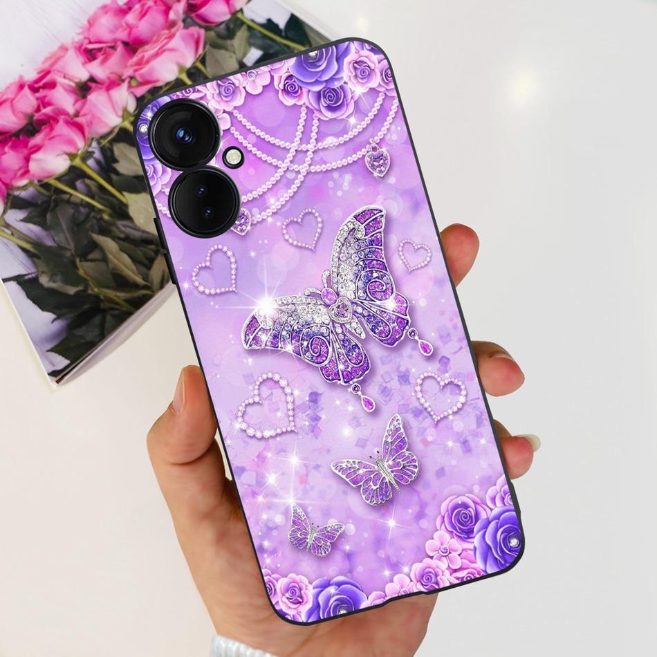 For Tecno Spark 9 Pro KH7 KH7n Cute Cartoon Phone Case For Tecno Spark 9Pro Black Silicone Soft TPU Cases