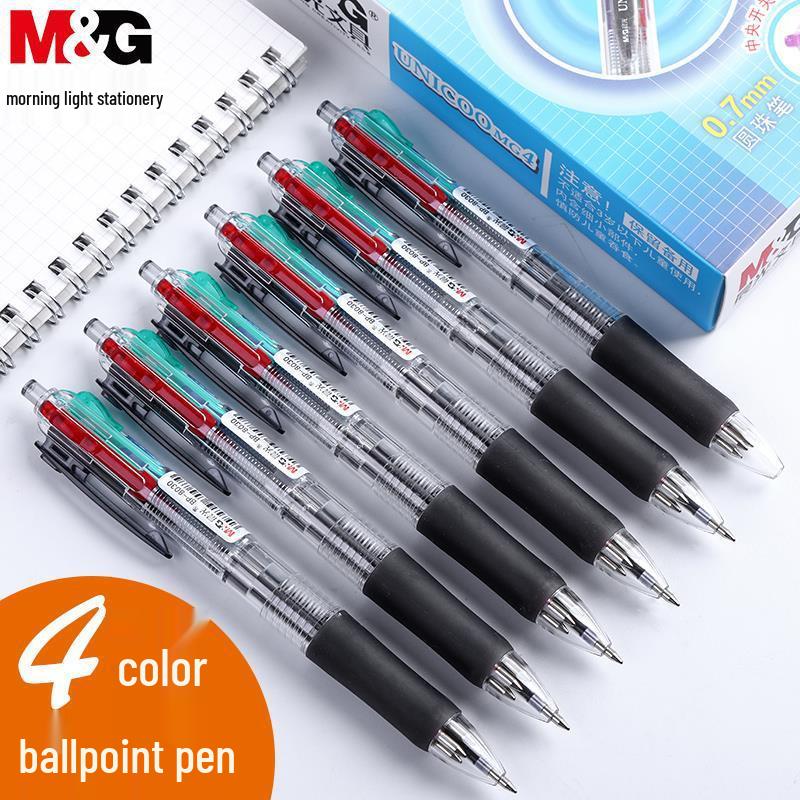 Free Shipping: 100 Pack of 803 Click-Action Ballpoint Pens, 4-Color Oil-Based Ink, 0.7mm, Ideal for Office and Students