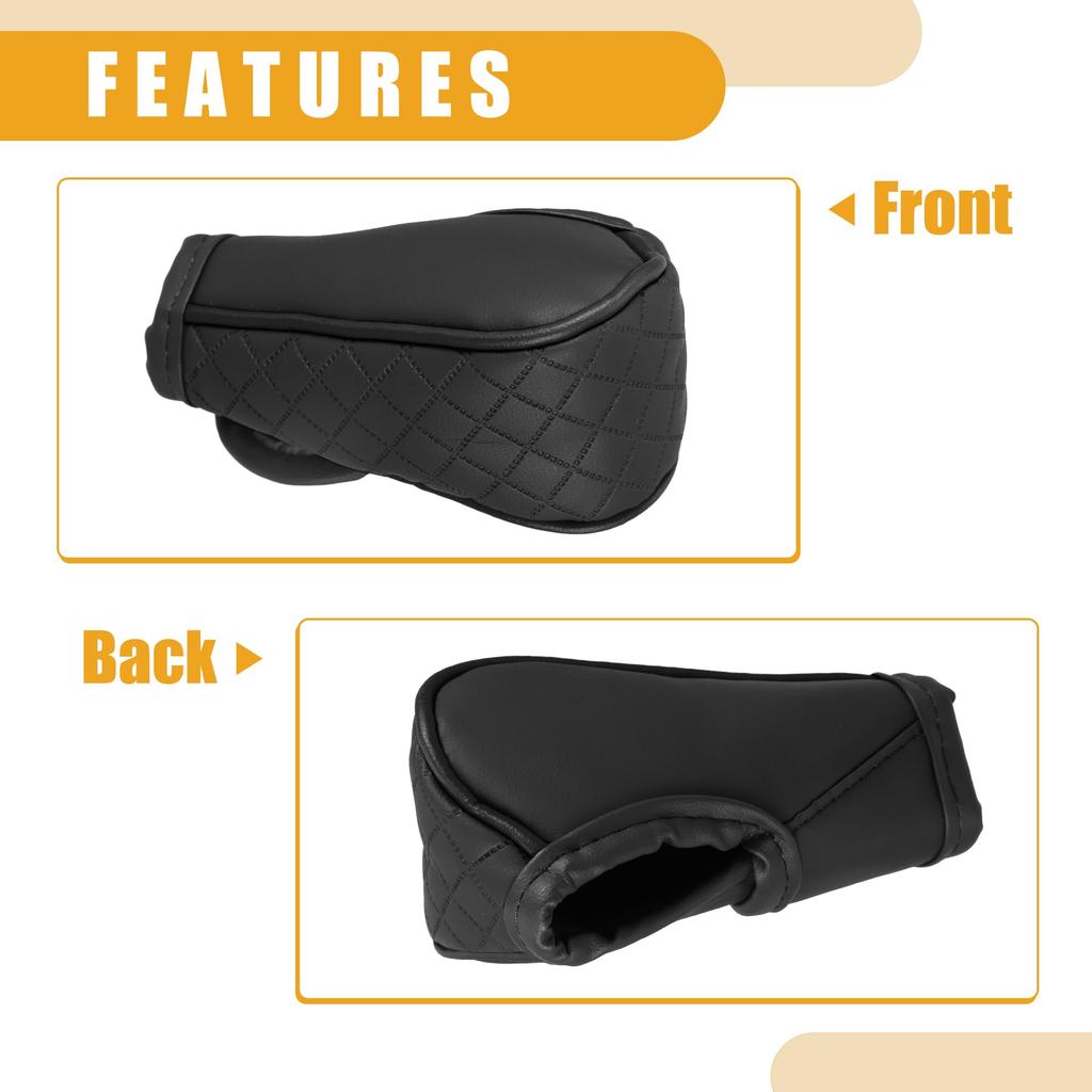 Partuto 1pc Universal Car Shift Knob Cover - Car Knob Gear Sticky Protector Decoration - Black For Leather