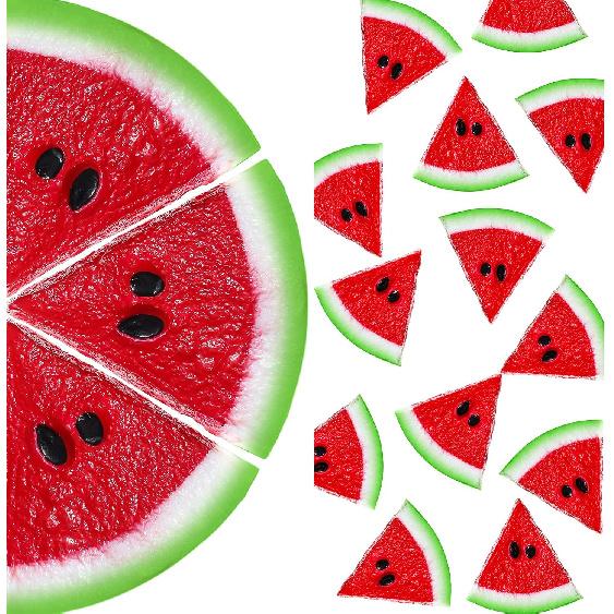 WILLBOND 12 Pieces Realistic Fake Watermelon Slices, Red, 1.96  x 0.39  Round, Summer Thematic Decorations for Kitchen, Party, Wedding красный
