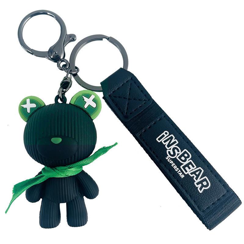 Adorable Superhero Bear Keychain Pvc Material Cute Cartoon Couples Gift Accessory