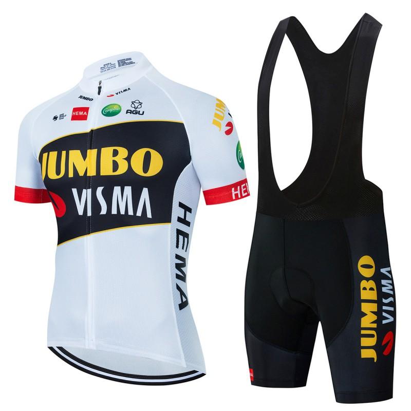 סט ג'רזי רכיבה Jumbo Visma Team שרוול קצר לאופני הרים וכביש, מתייבש במהירות, נושם, ערכה לגברים