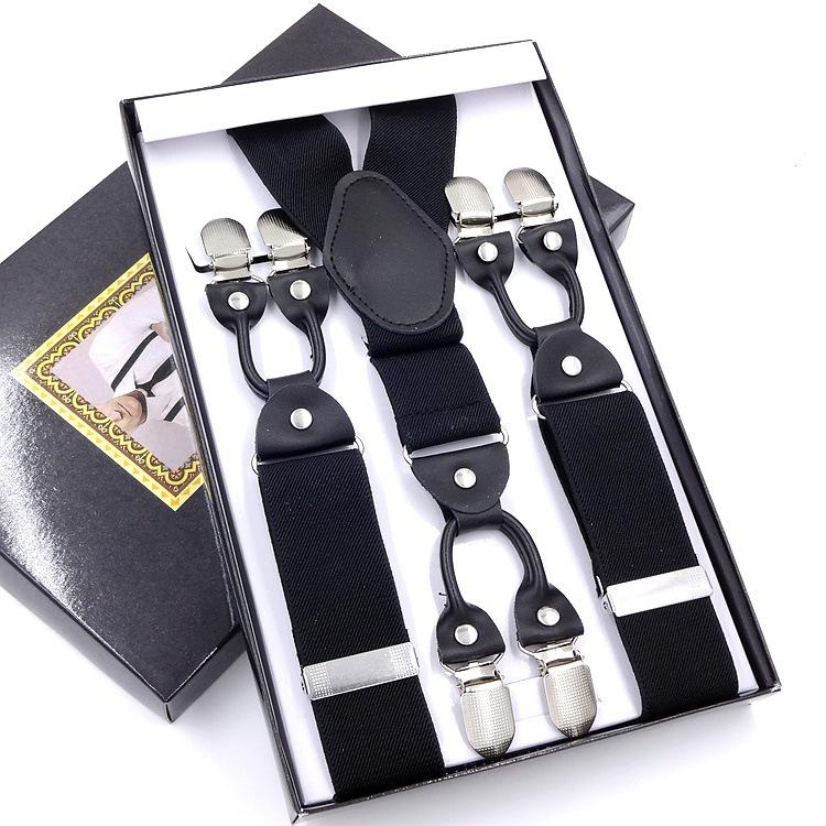 Men'S Six-Clip Suspender Belt Jacquard Strap 3.5 Six-Clip Printed Webbing Six-Clip Wide Strap Clip