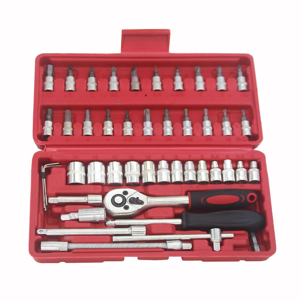 46-Piece Mini Ratchet & Socket Wrench Set for Auto Repair