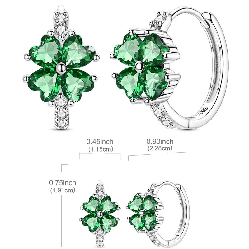Sparkling Woman Hoop Earring 925 Silver CZ Zircon Firefly Butterfly Clover Ear Stud Earrings Jewelry Anniversary Gift