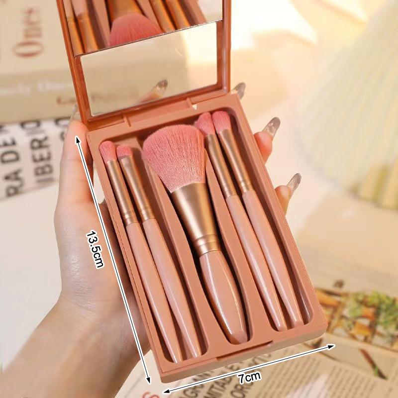 New 5-Piece Mirrored Makeup Brush Set With A Window Portable And Multifunctional Eyeshadow Makeup Tool