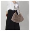 Women's Autumn and Winter Handbag Imitation Fur Fashion Hundred with Plush Bag Solid Color Large Capacity Zipper Shoulder Bag