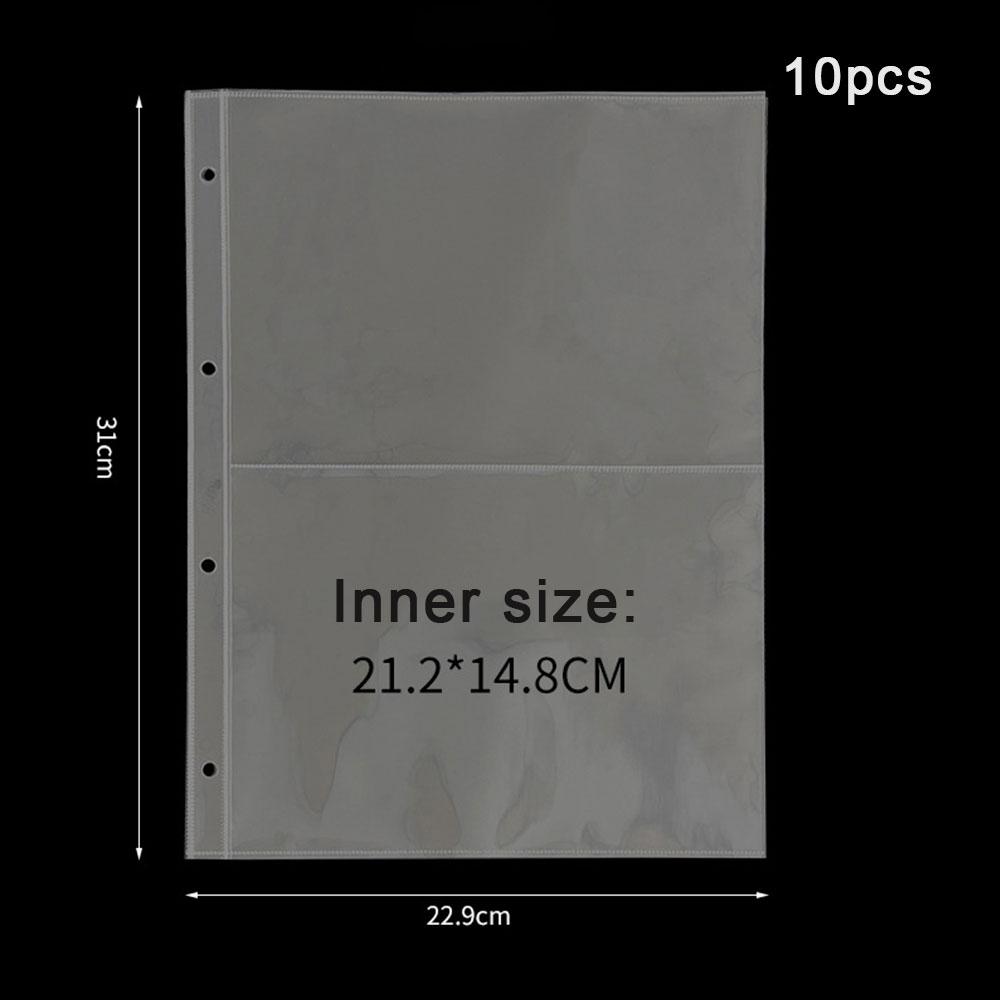 A4 Clear 10 Pcs Photo Album Refill Pages File Protector 4/11 Holes 6×4 8×10 4/11 Ring Binder Photocards Postcard Card Notebook