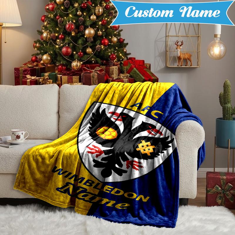 Custom Name Wimbledon Football Club Crest Blanket Lightweight Ideal Bedding Blanket Perfect for Travel, Camping, Living Rooms, Sofas,Christmas gift
