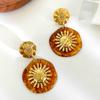 Retro Floral Drop Earrings Sturdy Stainless Steel With Sturdy Acrylic Petal Comfortable Everyday Jewelry