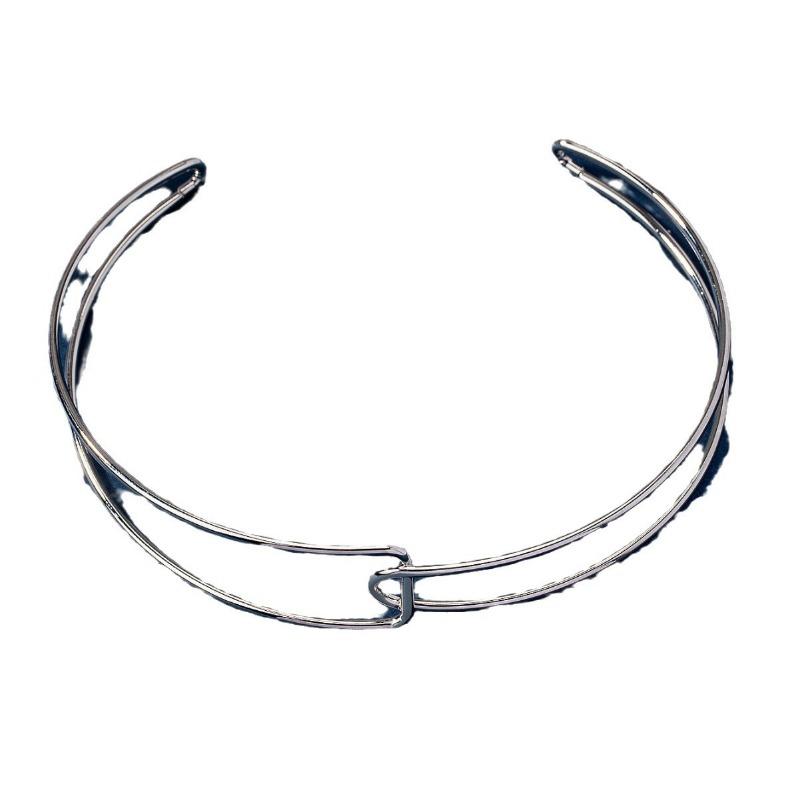 Exaggerated Punk Vintage Open Buckle Alloy Women Choker Clavicle Necklace