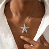 Stainless Steel Starfish Conch Necklace for Women Delicate Vintage Hammered Cross Pendant Necklace Casual Versatile Jewelry Gift