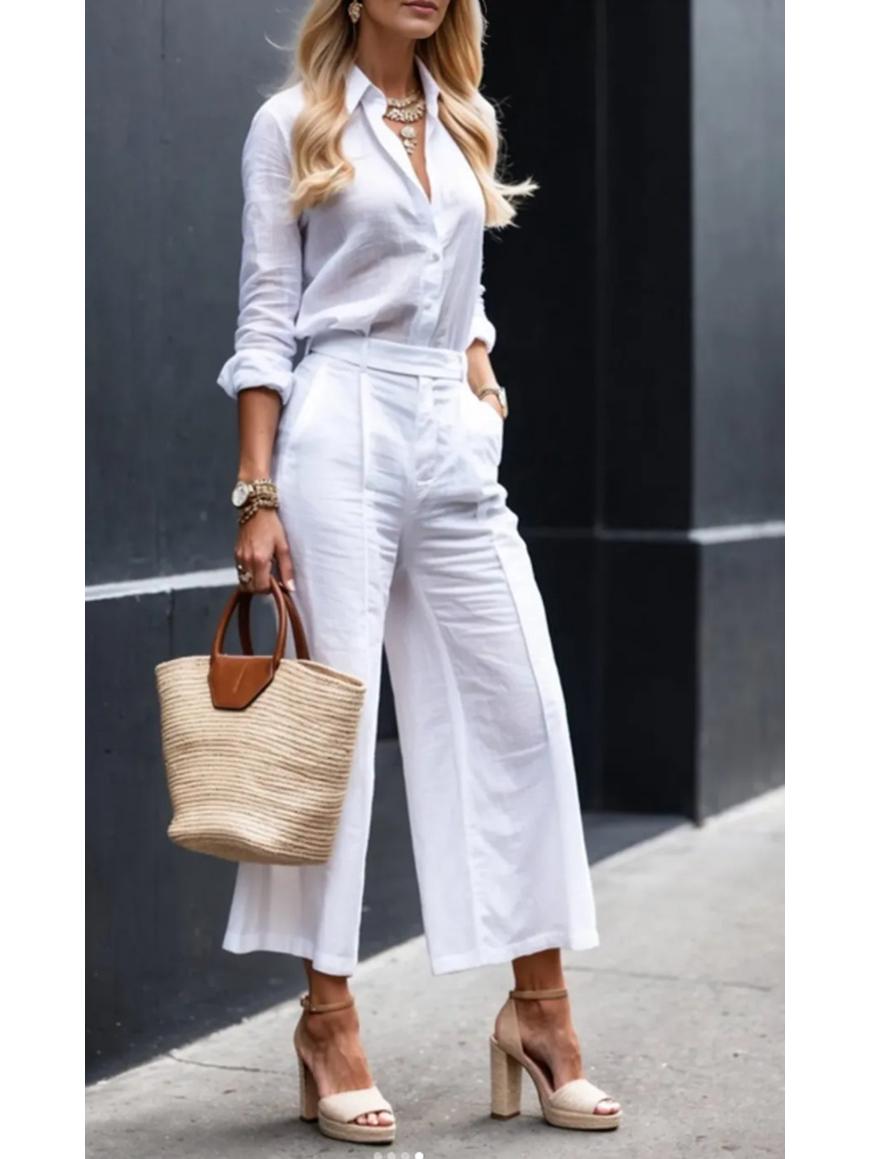 2025 Euro-American Style Women s Casual Cardigan & Loose Pants Set XXL белый