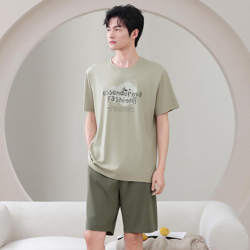 Women's Summer Cotton Pajama Set - Short Sleeve, Round Neck, and Shorts - Lightweight Casual Wear for Teens and Men