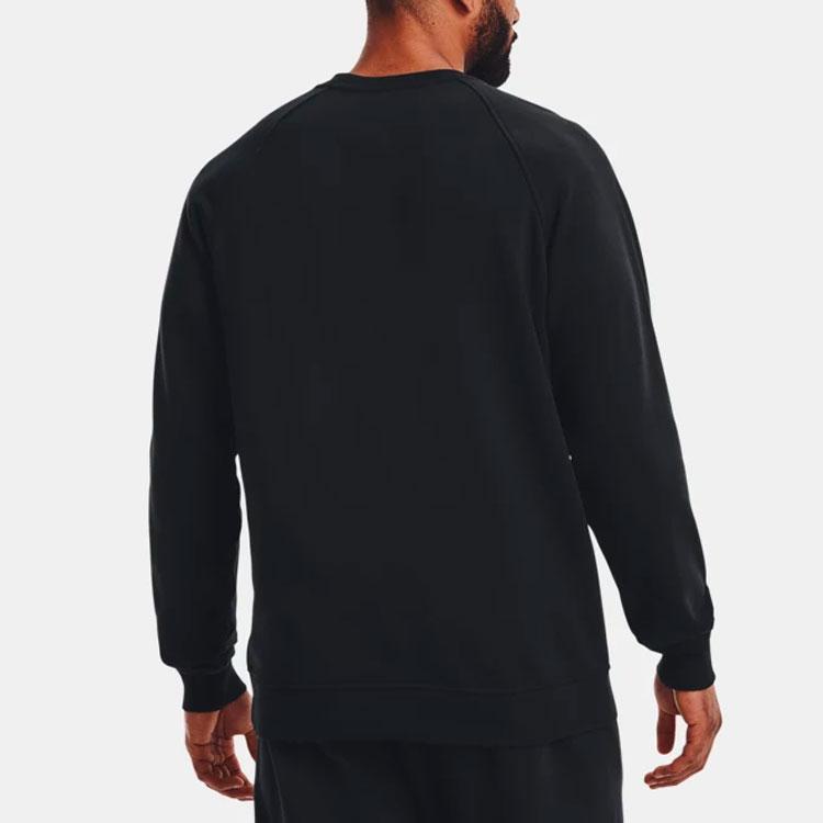 Under Armour Solid Color Letter Print Crew Neck Pullover Sweatshirt Men Tops Black 1373837-001