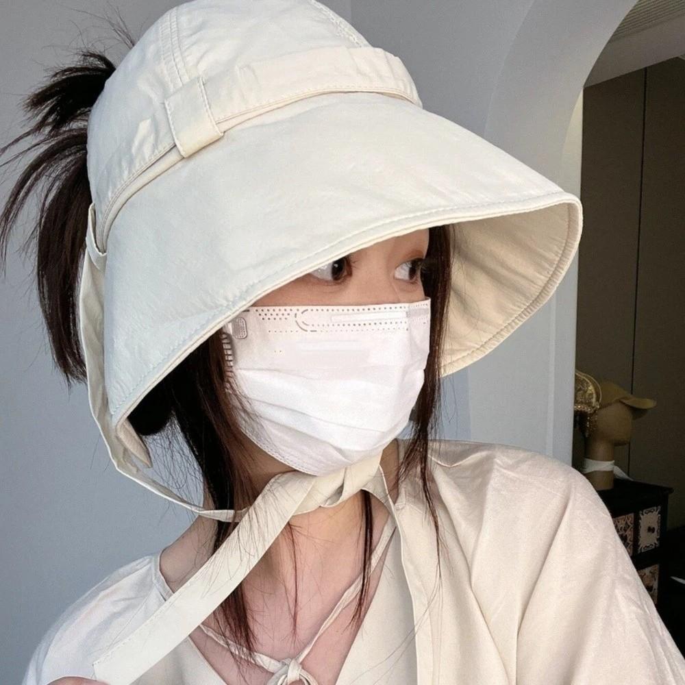 Bow Large-brim Bucket Hat Lightweight Sun-protection Hat Women Sunshade Fisherman Hat Beach