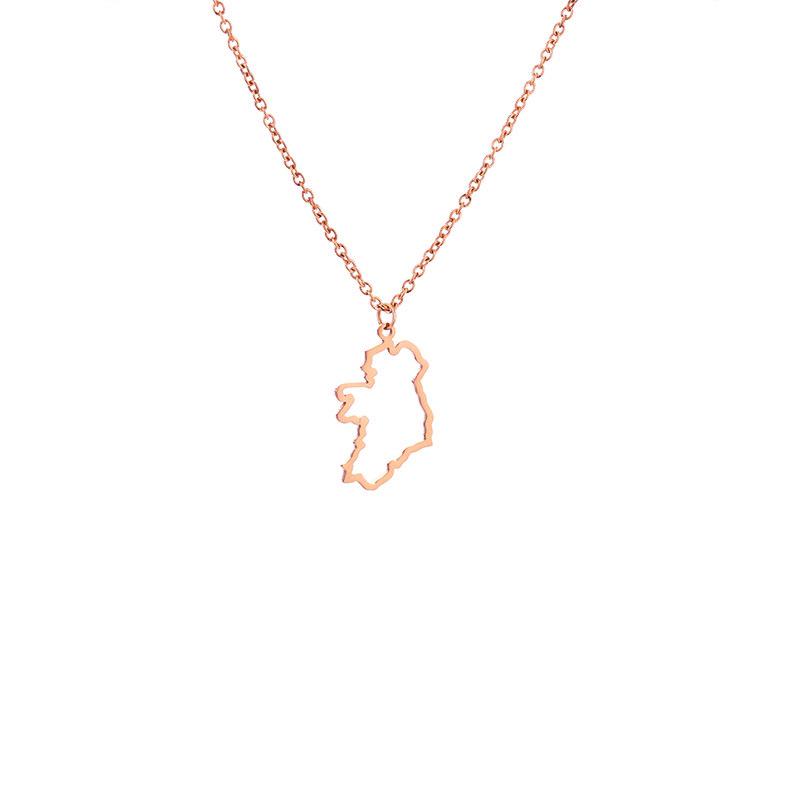 Stainless Steel Europe Ireland Map Necklace Pendant - Niche Design Clavicle Chain