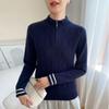2025 Women's Autumn/Winter Half-Zip Stand Collar Cashmere Knit Sweater - Loose, Slimming, Thick Base Layer