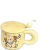 Brödbjörnmugg med lock och sked Tecknad Söt Keramisk Kopp för Flickor Hemma Stor Kapacitet Högt Värde Vattenkopp